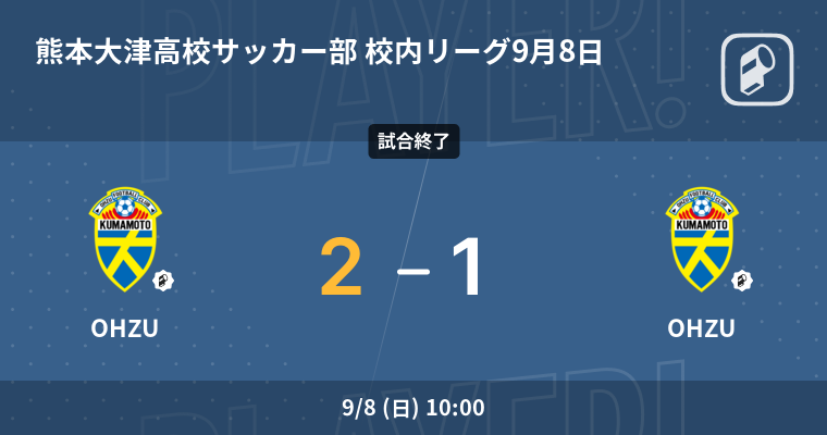 結果】OHZU我武者羅vsOHZUサイクロンズ 熊本大津高校サッカー部 校内
