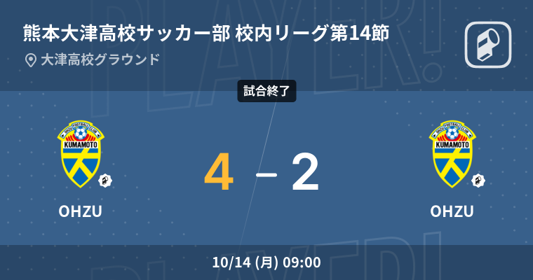 結果】OHZUブルーウェーブvsOHZUサイクロンズ 熊本大津高校サッカー部